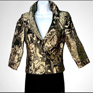 *MUST BUNDLE FOR 5+ ITEMS**K.UNGER SILK-BLEND BLAZER METALLIC GOLD & DK BROWN 4